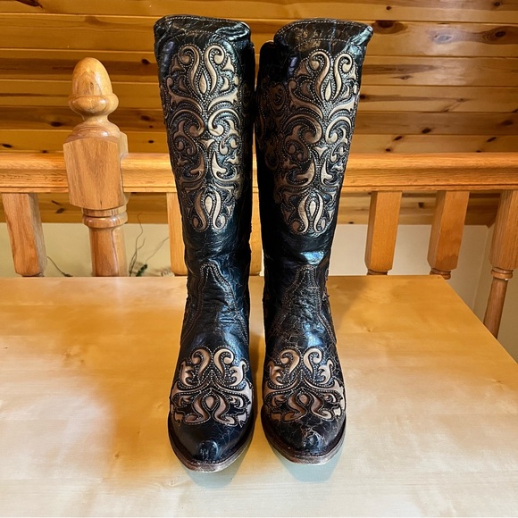 Corral Women's Black Brown Inlay and Straps A3107 Western Cowgirl Boots Size 9M - Picture 2 of 6
